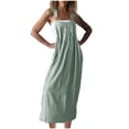 thumbnail image 1 of qolati Women Bib Overall Dress Jumpsuits Babydolls Midi Dress Stripe Printed Sleeveless Straps Suspender Casual Dresses, 1 of 6