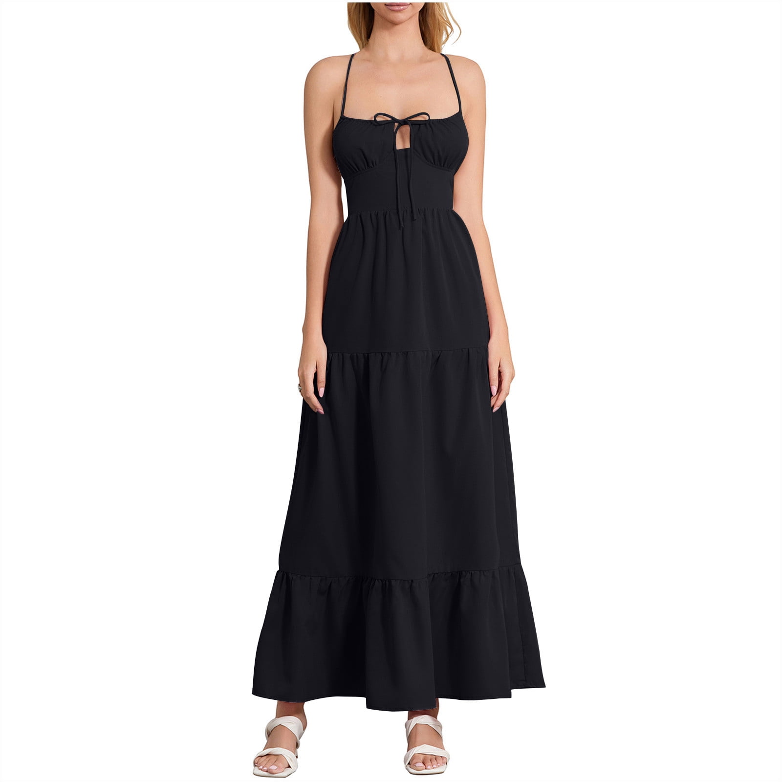 qolati Women Bustier Corset Dress 2024 Boho Flowy Slit Lace Up Spaghetti  Strap Maxi Long Dresses Going Out A Line Casual Sundress - Walmart.com