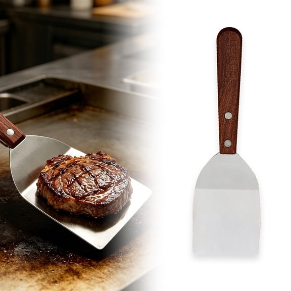 Clearance Under$3.04! 1 Pcs Cake Spatula, Stainless Steel Turner, Wood Handle, for Non-Stick Pans, Silver