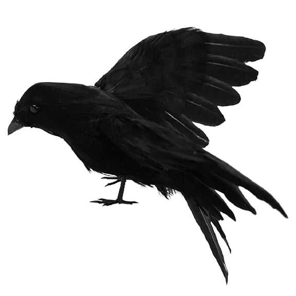 Clearance Under $3.16! 1 Pack Artificial Crow Decoration Realistic Black Bird Plastic for Halloween Garden Home Decor (One Size Black)