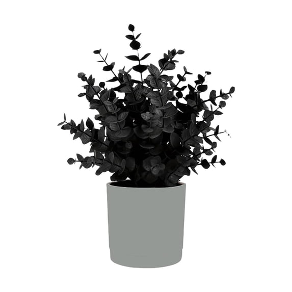 Clearance Under $3.2! 1PC Black Artificial Plant Potted, Halloween Eucalyptus Small Decor for Desk & Shelf, Plastic, (One Size, Black)