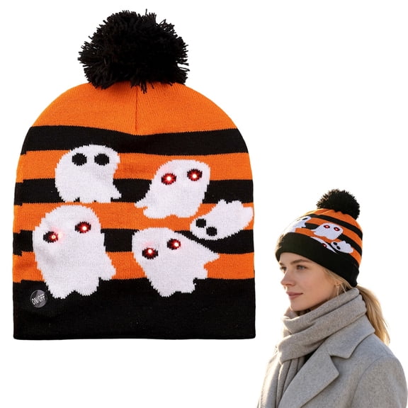 Clearance Under $3.2! LED Light Up Halloween Knit Beanie, Flashing Hat, Cosplay