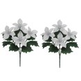 thumbnail image 1 of Clearance Under $3 2 Pack Velvet Silver Poinsettia Christmas Flower Bush 5-Head Artificial Stem for Wreath Tree Decor, 1 of 4
