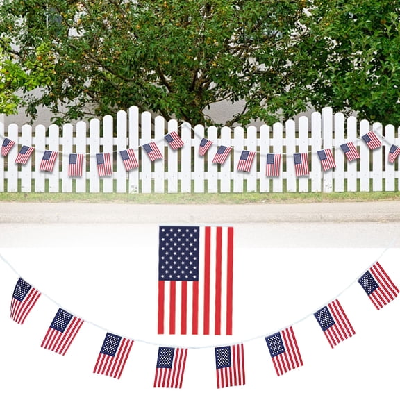 Clearance Under $3 20-Flag Banner American Bunting Banner Polyester-Cotton Blend For Entryway Living Room Banner Patriotic Porch Swag Red (1Pc)
