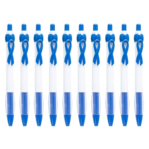 Clearance Under $3.24! 10PCS Ribbon Awareness Pens, Retractable Gel Roller Pens with Pink Ribbon Design, Plastic, for Gifting & Events, (13cm, Blue)