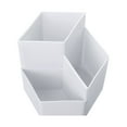 thumbnail image 1 of Clearance Under $3.34! 1PC 360° Rotating Pen Holder, 3-Grid Desk Organizer for Pens & Makeup Brushes, PP, for Home & Office, (12x12x12cm, D), 1 of 5