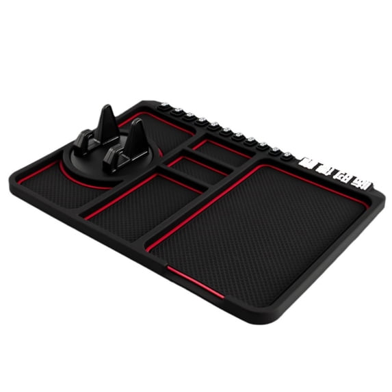 Clearance Under $3.34! 1PC Dashboard Anti-Slip Pad, Multi-Purpose Car Phone Holder with Storage Organizer, PVC, for Auto Interior, (One Size, Red)