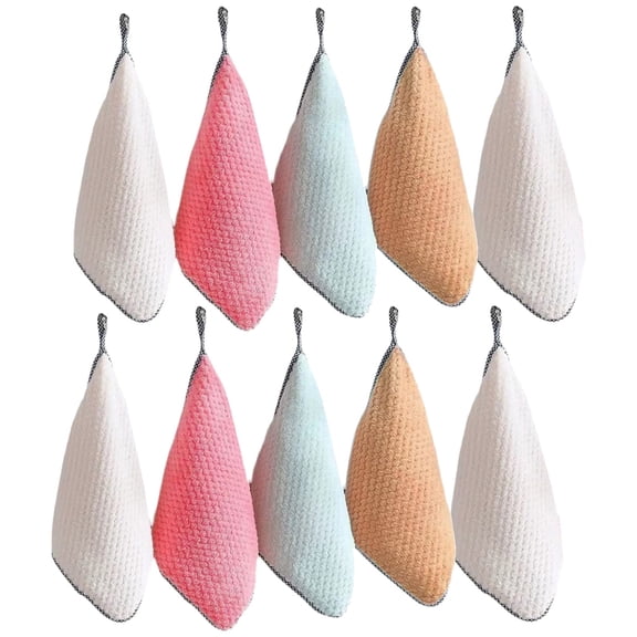 Clearance Under$3.36! 10 Pcs Microfiber Cleaning Cloths, Pineapple Pattern, Absorbent, 25x25cm, for Kitchen (N)
