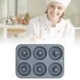 thumbnail image 1 of Clearance Under $3.44! 1 Pack Silicone Donut Baking Mold, Non-Stick 6-Cavity Pan for Oven and Freezer (Grey, One Size), 1 of 8