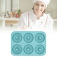 thumbnail image 1 of Clearance Under $3.54! 1 Pack Silicone Donut Baking Mold, Non-Stick 6-Cavity Pan for Oven and Freezer (Light Blue, One Size), 1 of 8