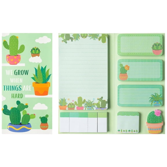 Clearance Under $3.64! 1PC Shaped Sticky Notes Pad, Cute Cartoon Message Notepad with Strong Adhesive, Paper, for Office & Home, (21x11cm, Cactus)
