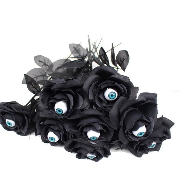 Clearance Under $3.66! 1PC Halloween Gothic Rose, Artificial Dark Flower for Table & Wedding Decor, PU, (One Size, Black)