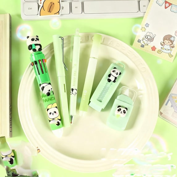 Clearance Under $3! 6Pcs High Beauty Cartoon Panda Stationery Set B Office Stationery Set Calligraphy Set