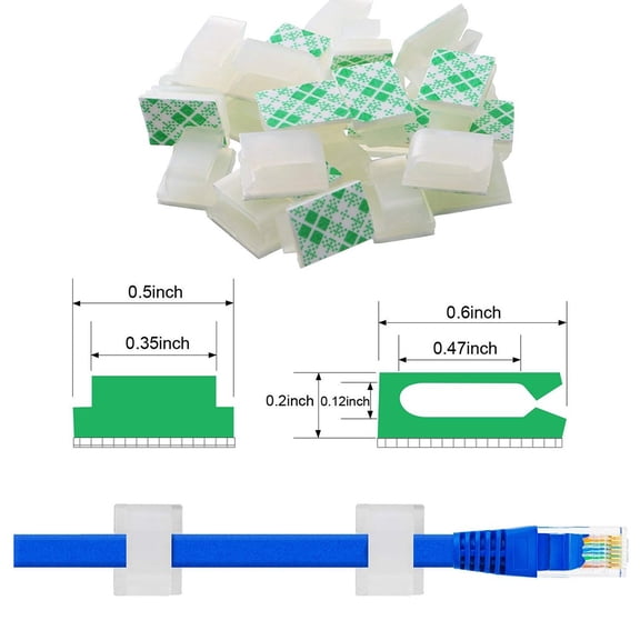 Clearance Under $3.74! 100PACK Self-Adhesive Wire Clips, Cable Management Holders for Cords & Cables, Nylon, for Office & Home, (One Size, White)