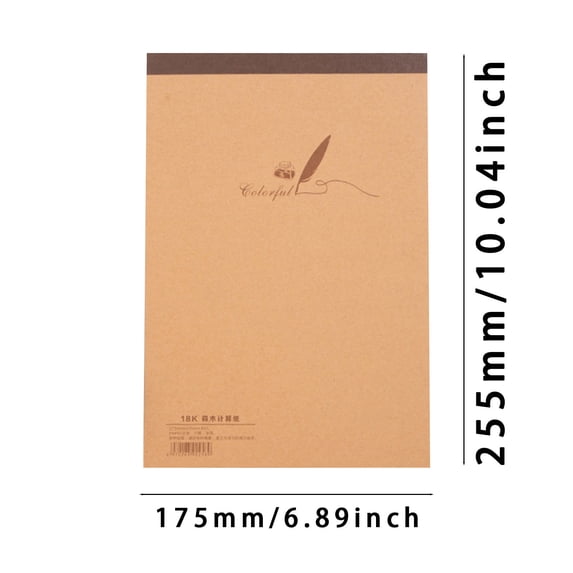 Clearance Under $3.99! 1PC Blank Note Paper Pad, 60-Sheet Sketchbook for Drawing & Drafting, Paper, for Artists & Designers, (25.5x17.5cm, Kraft)