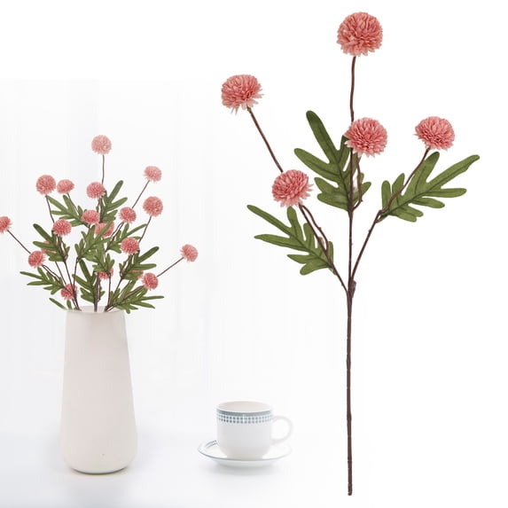 Clearance Under $3 Artificial Chrysanthemum Pick Artificial Pom Pom Mum For Fall Mantel Decor,Plastic Red (1Pc)