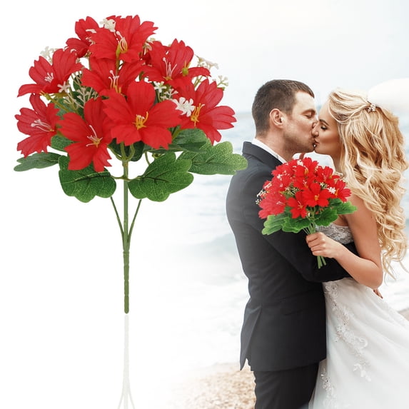 Clearance Under $3 Artificial Flower Bouquet Faux Flower Bundle For Living Room Vase Filler,Abs Red (1Pc)