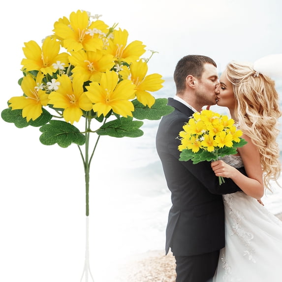 Clearance Under $3 Artificial Flower Bouquet Faux Flower Bundle For Living Room Vase Filler,Abs Yellow (1Pc)