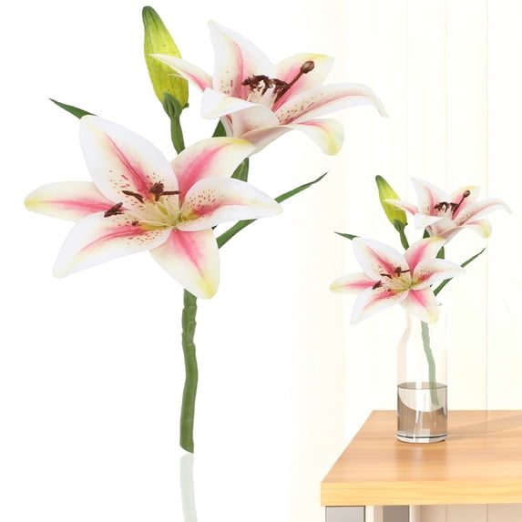 Clearance Under $3 Artificial Lily Stem Single Stem Lily Plastic For Living Room Office Desk Entryway Table Centerpiece (H) (1Pc)