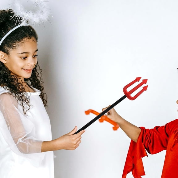 Clearance Under $3 Glitter Red Devil Pitchfork Prop 3-Pack, Plastic, Halloween Costume Accessory, Party Favors