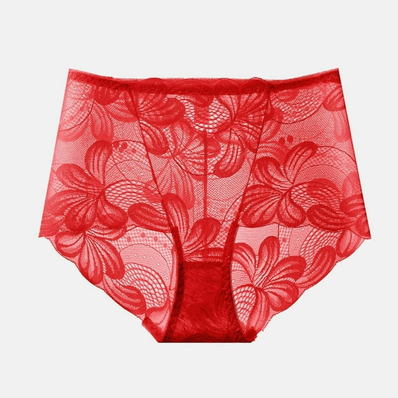 Joau Women's Invisible Seamless Floral Lace Bikini Underwear Mid Rise Soft Stretch Cotton Cheeky Panties Breathable Ladies Briefs