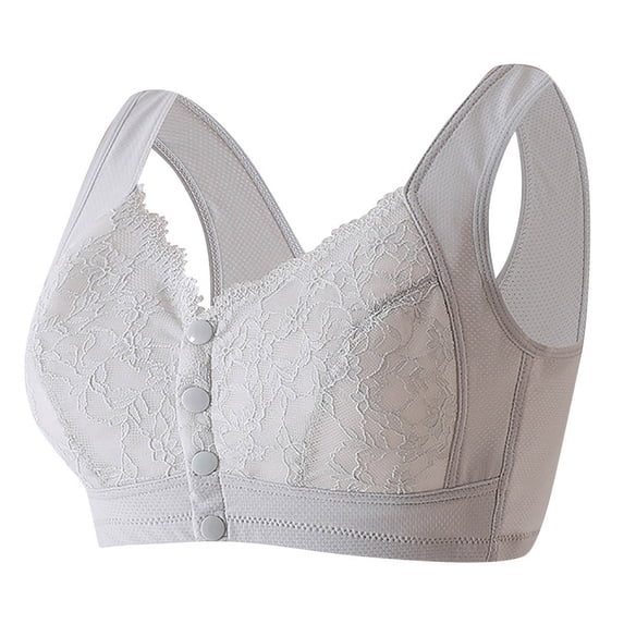 Ohufall Womens Plus Size Bras Ladies Wire Free Underwear Front Button Daily Lingerie 38B/C-46B/C