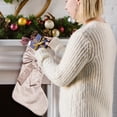 thumbnail image 1 of Clearance Under $3 Pink Velvet Christmas Stocking with Large Bow for Girly Holiday Decor, 1 of 5
