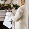 thumbnail image 1 of Clearance Under $3 White Velvet Christmas Stocking with Large Bow for Winter Wonderland Decor, 1 of 5