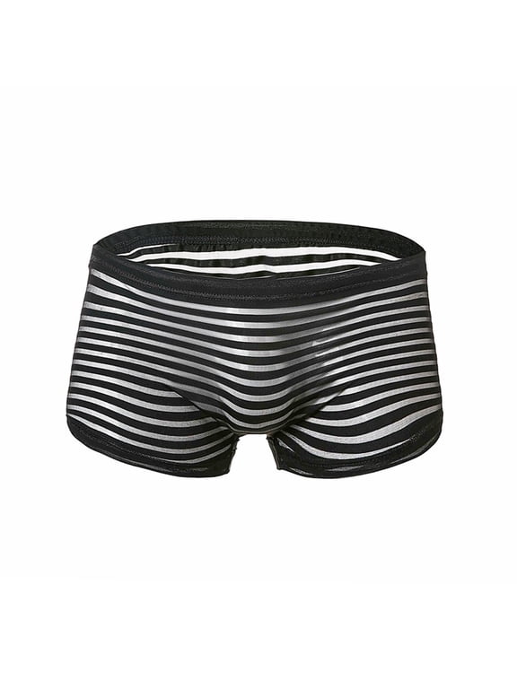 Clearance Under $4.00,Abomasnow Men's Underwear Breathable Mesh Lined Boxer Brief Low Waist Anti-Chafing Stripe Print Everyday Underwear
