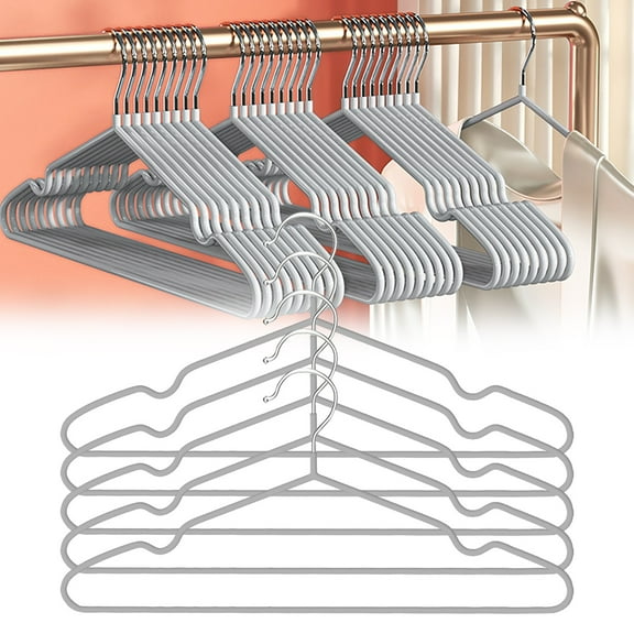 Clearance Under $4.06! 5Pcs Clothes Hangers with Curved Shoulder (B, Grey)