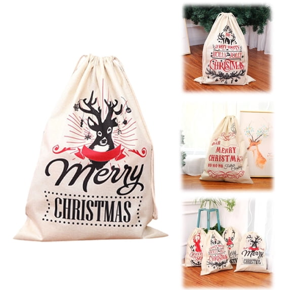 Clearance Under $4.16! Large Christmas Canvas Gift Sack with Drawstring, Reusable Santa Bag for Holiday Storage