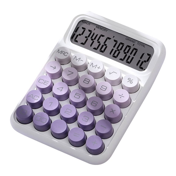 Clearance Under $4.24! 1PC 12-Digit Desktop Calculator, Large LCD Display with Mechanical Buttons, Plastic, for Home & Office, (17x12x3.5cm, Purple)