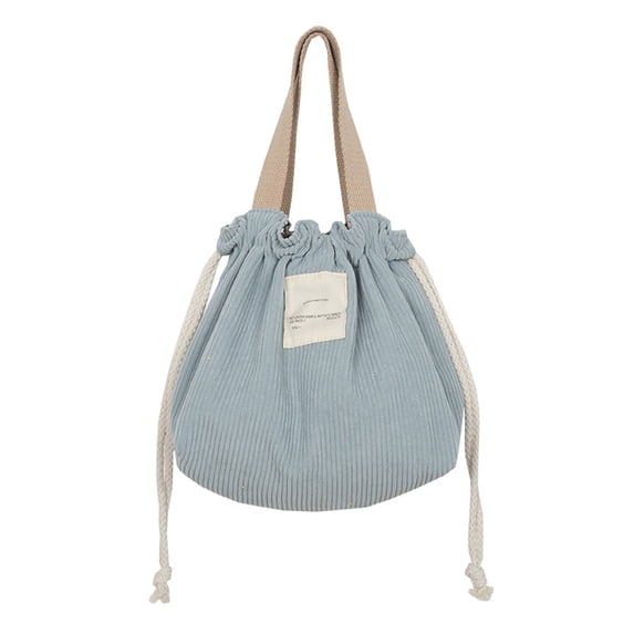 Clearance Under$4.34! 1 Pcs Insulated Drawstring Bag, Corduroy Lunch Tote, for Work Gym Picnic, Blue