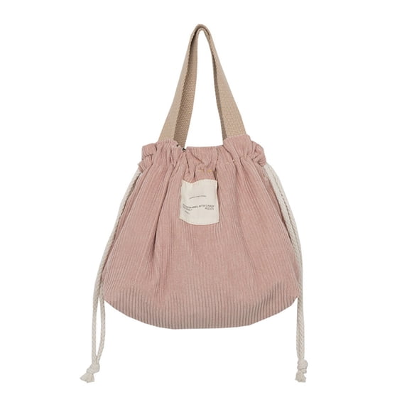 Clearance Under$4.34! 1 Pcs Insulated Drawstring Bag, Corduroy Lunch Tote, for Work Gym Picnic, Pink