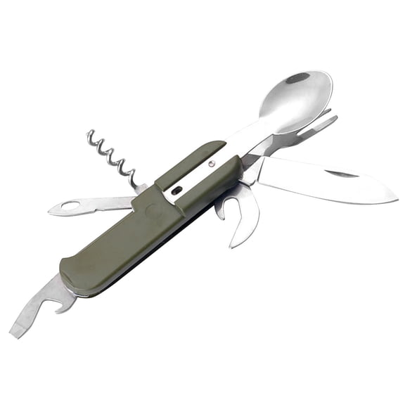 Clearance Under $4.34! 1Pc Multi-Functional Folding Knife with Fork and Spoon for Camping (One Size, Army Green)