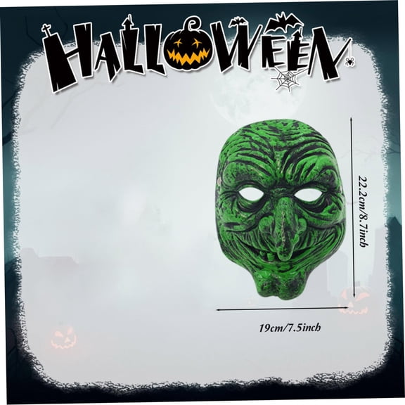 Clearance Under $4.46! 1PC Halloween Witch Mask & Hat Set, Realistic Scary Costume for Cosplay & Events, Plastic, (One Size, Green)