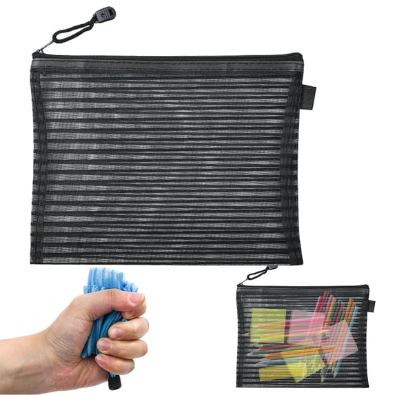 Clearance Under $4! 5Pcs Hollow Straight Colored Zipper Storage Bag Large Pencil Pouch Pen Pouch