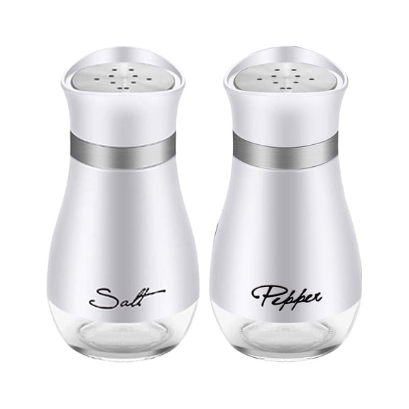 Clearance Under $4.66! 2Pcs Salt and Pepper Shakers with Glass Bottom (Glass, White)