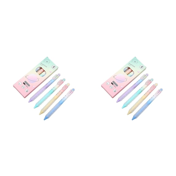 Clearance Under $4, 8 Pack Retractable Gel Pens (2 Sets of 4), 0.5mm Fine Point with Gradient Barrels for Journaling and Note Taking, 14*2cm(Pink*2)