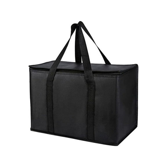 Clearance Under $4.84! 1Pc Large Insulated Grocery Tote with Zipper (One Size, Black)