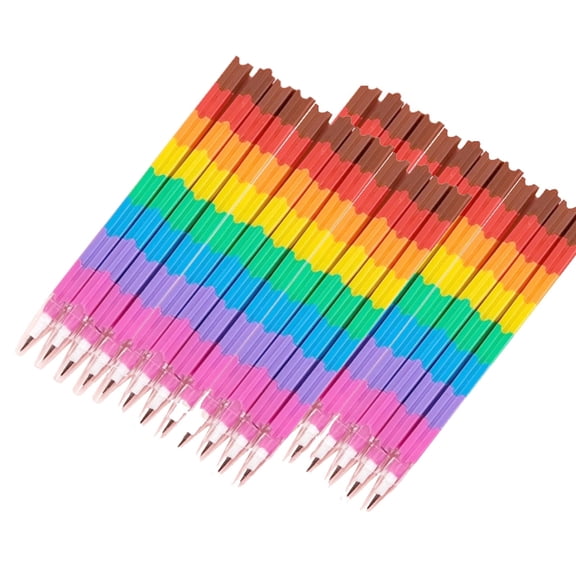 Clearance Under $4.84 24Pcs Stackable Buildable Crayons 8 Colors Rainbow Pencils