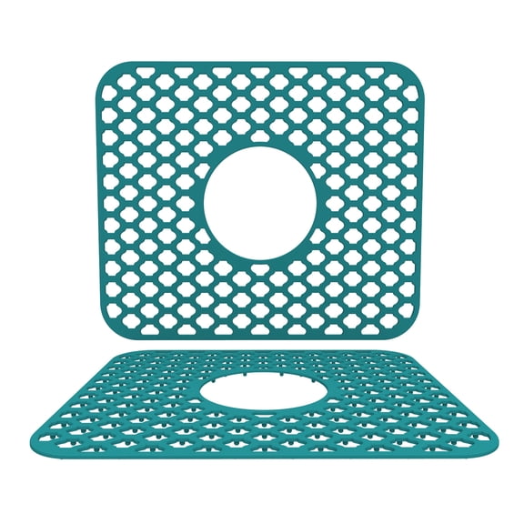 Clearance Under $4.96! 1 Pack Silicone Sink Protector Mat with Drain Holes for Kitchen Sink (Green)