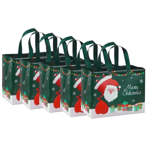 Clearance Under $4.96! Large Christmas Non-Woven Tote Bags with Handles 5 Pack for Gift Wrapping Shopping