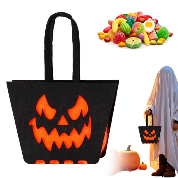 Clearance Under $4 Halloween Candy Bags, Reusable Trick or Treat Bags for Kids, Classroom Candy Storage Baskets