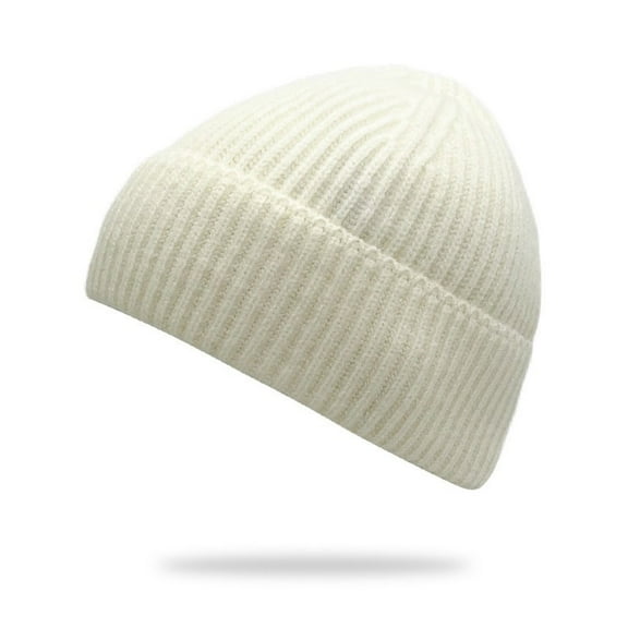 Joau Short Fisherman Hat for Women Men, Wool Warm Cuffed Winter Hats Ribbed Knit Slouchy Skull Cap Ski Hat
