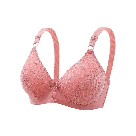 Joau Women's Floral Lace Minimizer Bras Comfort Wireless Bras Full Coverage Push Up Bra Lightly Lined T-Shirt Bra Everyday Bras