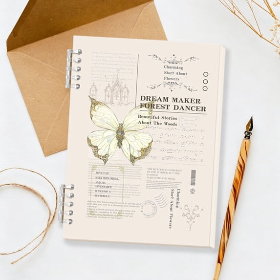 Clearance Under $4! Retro Butterfly British Notebook Light Yellow Composition Notebook Notepad