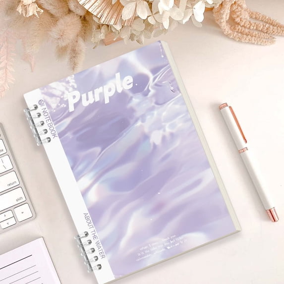 Clearance Under $4! Water Pattern Notebook Light Purple Composition Notebook Notepad