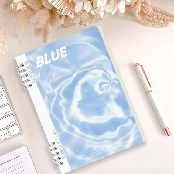 Clearance Under $4! Water Pattern Notebook Sky Blue Composition Notebook Notepad