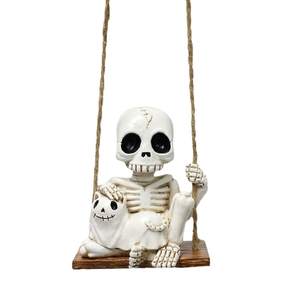 Clearance Under $5.09! 1 Set Resin Swing Skeleton with Cat, Halloween Tree Hanging Decor, for Patio Yard